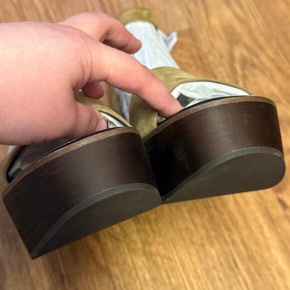 Vince Phillipa Platform Sandal in Olive Wood Size 9 - Picture 10 of 15